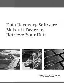 861ec6_92d6053b979848f69435c8cde4156142mv2 Cover page titled Data Recovery Software Makes it Easier to Retrieve Your Data, features photos of hands typing on a keyboard, a smiling man at a desk, and a close-up of a computer screen with data, highlighting Data Backup and Disaster Recovery solutions.