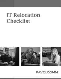 Screenshot_169 Cover page titled IT Relocation Checklist featuring three photos of people working on computers, highlighting Migration strategies, with the PAVELCOMM logo at the bottom.